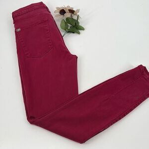 Alice + Olivia You‎ Look Good High-Rise Stretch Skinny Ankle Jean Pants Bordeaux